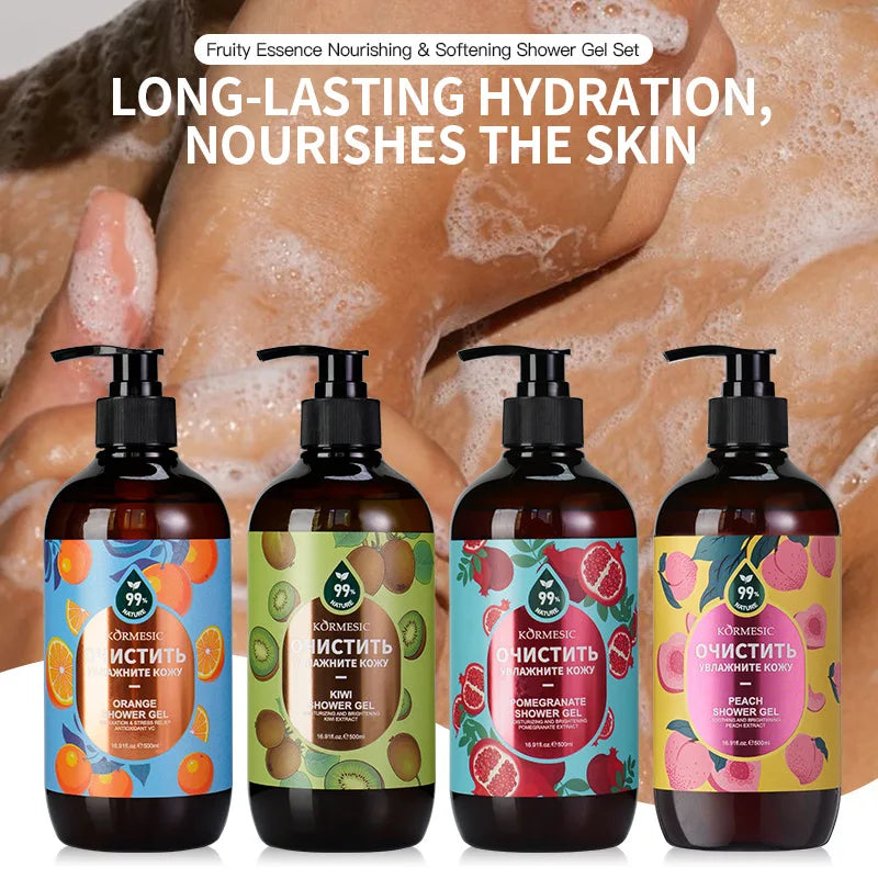 500ml Organic Fruit Infusion Shower Gel Body Lotion Skin Whitening Wash Bath Brightening Delicate Smooth Skin Care Cream Halalzen