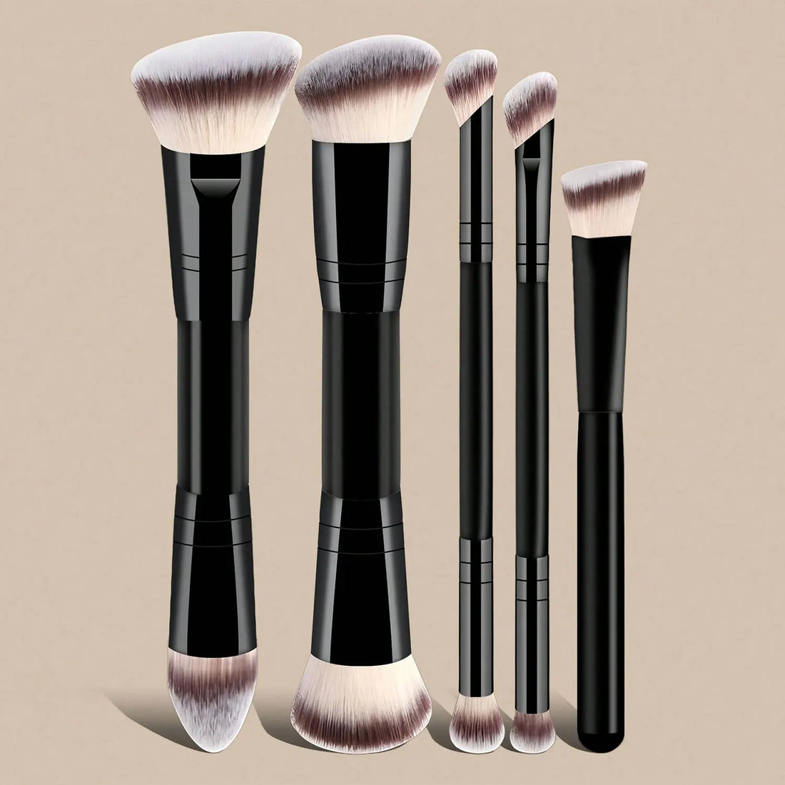 Makeup Brush Set with Sponges and Puffs, 5/7/12/15-Piece Travel Beauty Tools for Foundation, Powder, Blush and Eyeshadow