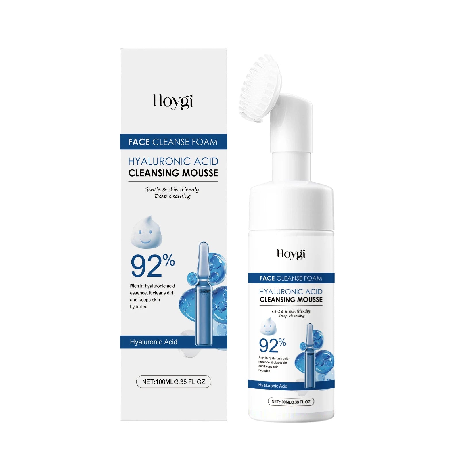 Hyaluronic Acid Cleansing Foam Gentle Moisturizing & Nourishing Oil Control Brightening Rejuvenation Face Wash Foam Face Cleanse Halalzen