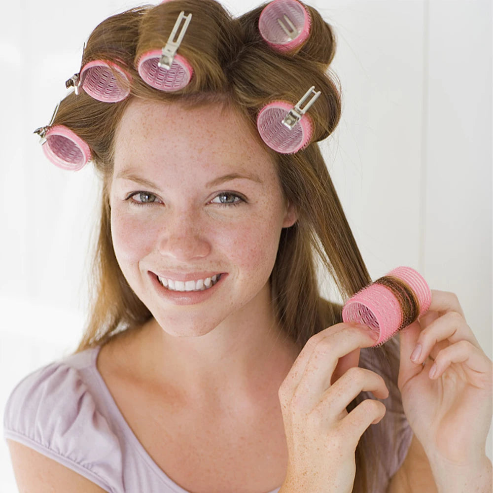 5PCS Self-Grip Hair Rollers Heatless Hair Curlers No Heat Hair Bang Volume Self-adhesive Hook Loop DIY Styling Tool Random Color