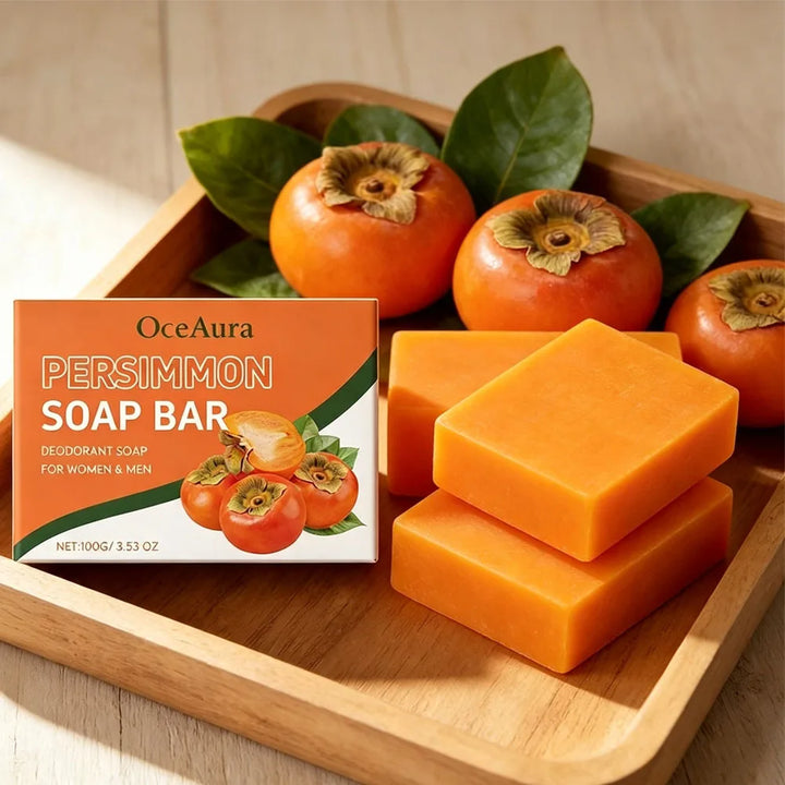 1/2pcs Persimmon Soap Bar For Body Odor Removal Exfoliating For Face & Body Wash Gentle Deodorant Bar Handmade Persimmon Soap