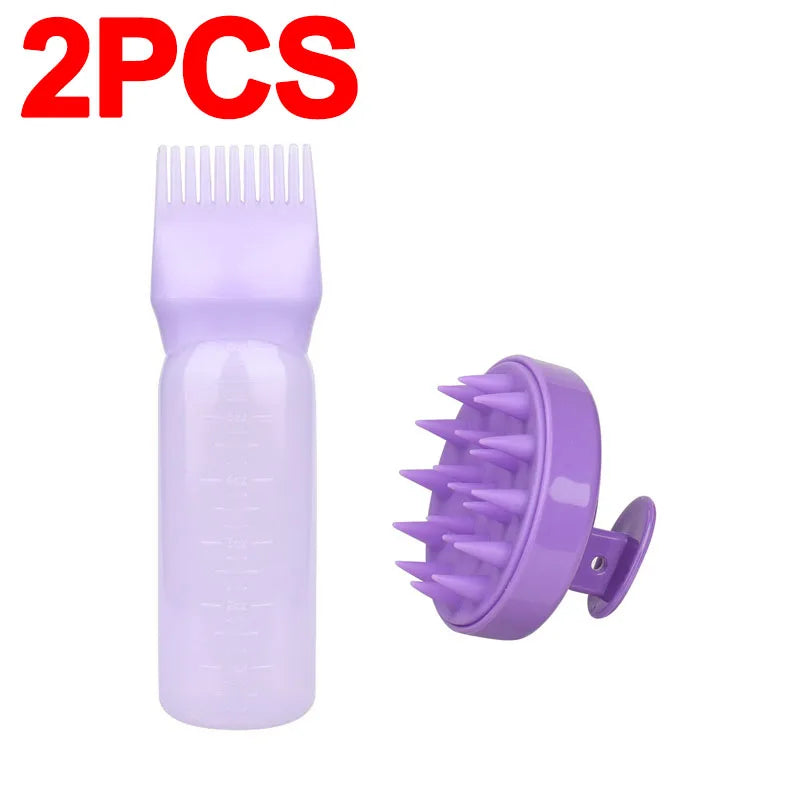 Head Scalp Massage Comb Silicone Shampoo Brush Hair Dye Tint Oil Applicator Bottle with Brush Salon Hair Styling Tools SZI20
