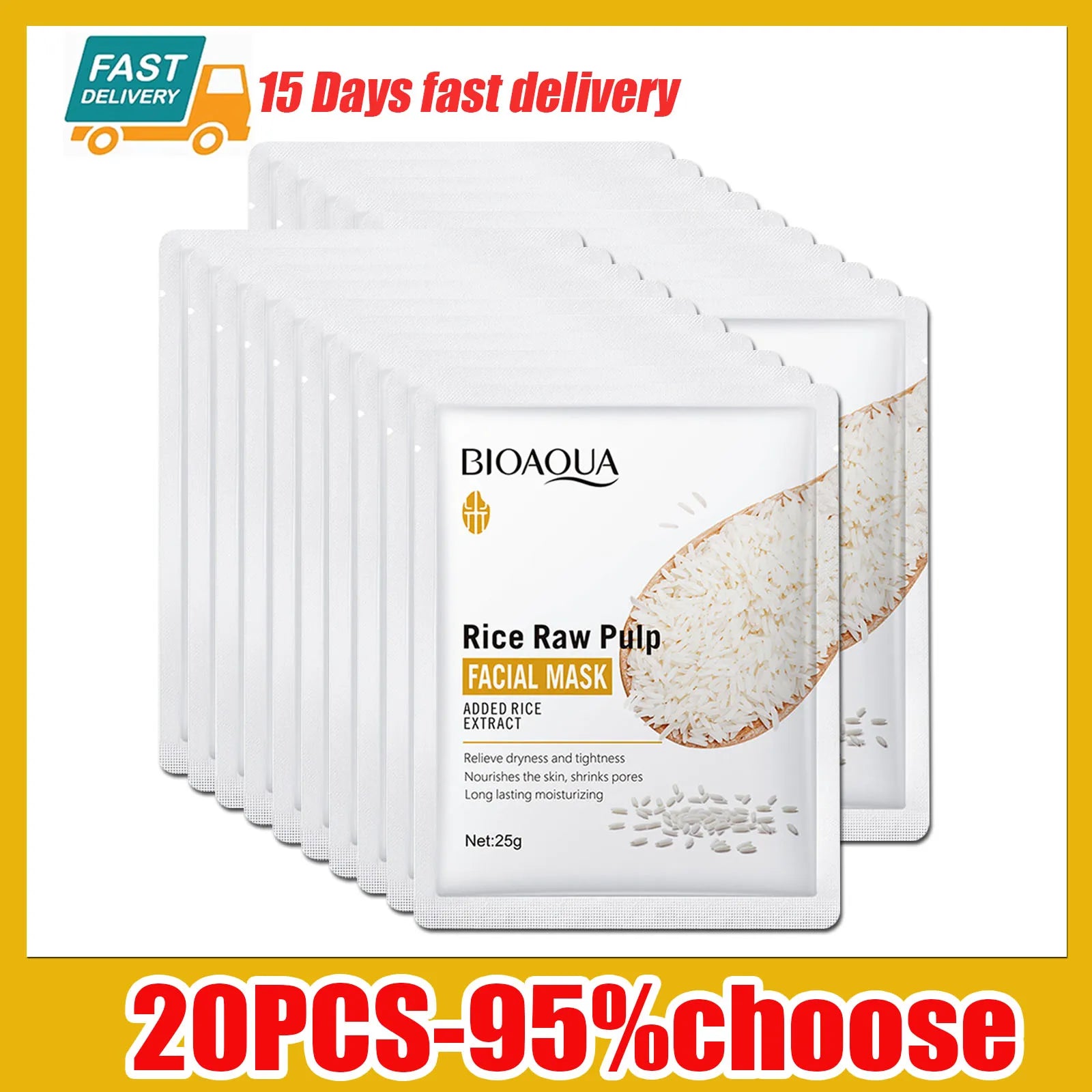 1/5/10/20pcs Rice Raw Pulp Facial Masks Moisturizing Firming Hydrating Face Mask Sheet Anti Wrinkle Mask Beauty Korean Skin Care