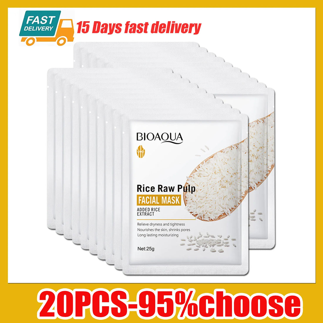 1/5/10/20pcs Rice Raw Pulp Facial Masks Moisturizing Firming Hydrating Face Mask Sheet Anti Wrinkle Mask Beauty Korean Skin Care