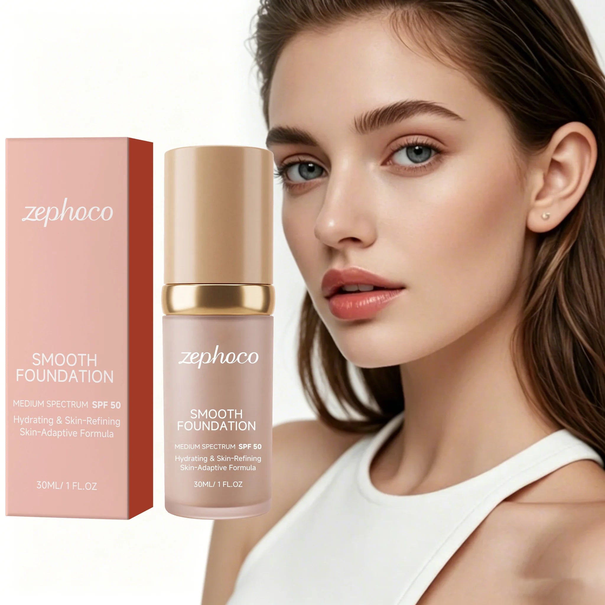 Color Changing Foundation Liquid SPF50 Sunscreen Full Coverage Concealer Hydrating Brightening Waterproof Professional Cosmetics