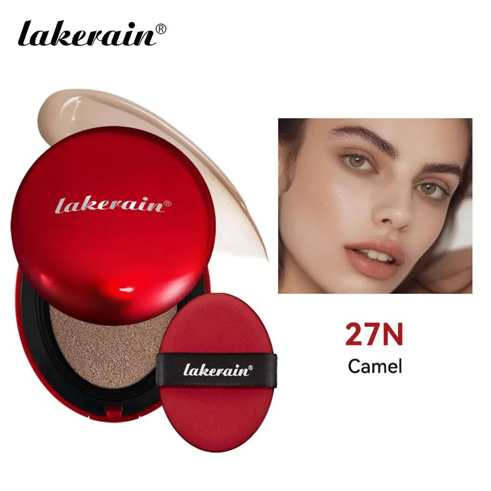 LAKERAIN 12 Color Air Cushion Foundation Red Shell Design Natural Coverage Formula Lightweight Breathable Makeup Base
