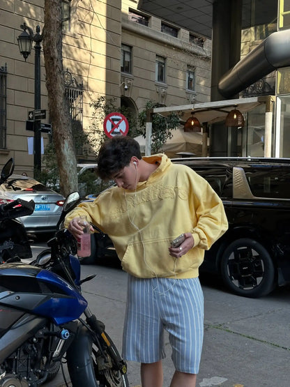 Y2k Yellow Embroidery Loose Sweatshirt Women Korean Harajuku Style Casual Pullover Long Sleeve Crop Top Street Fashion Unise