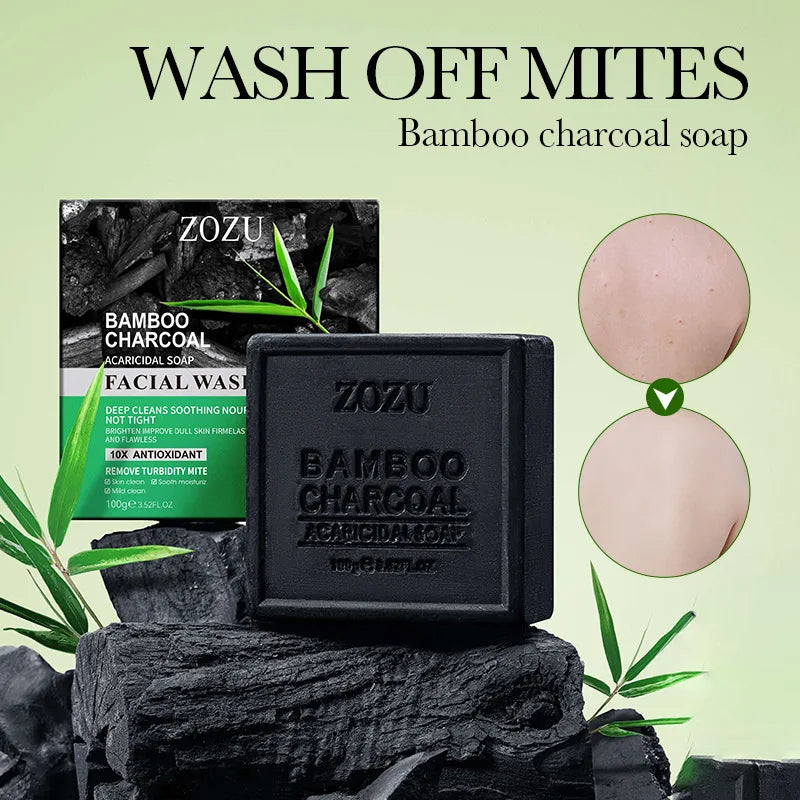 100g Bamboo Charcoal Soap, Cleansing, Bathing, Exfoliating, Gentle Cleansing, Oil-Controlling Essential Oil Soap Halalzen