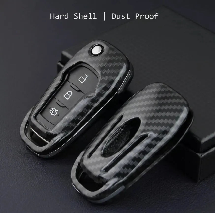 Car Key Case Carbon Fiber Flip Key Shell Cover Fob Case For Ford Everest Ecosport F150 XL/XLT/STX F250 F350 F450 Ranger XL XLT