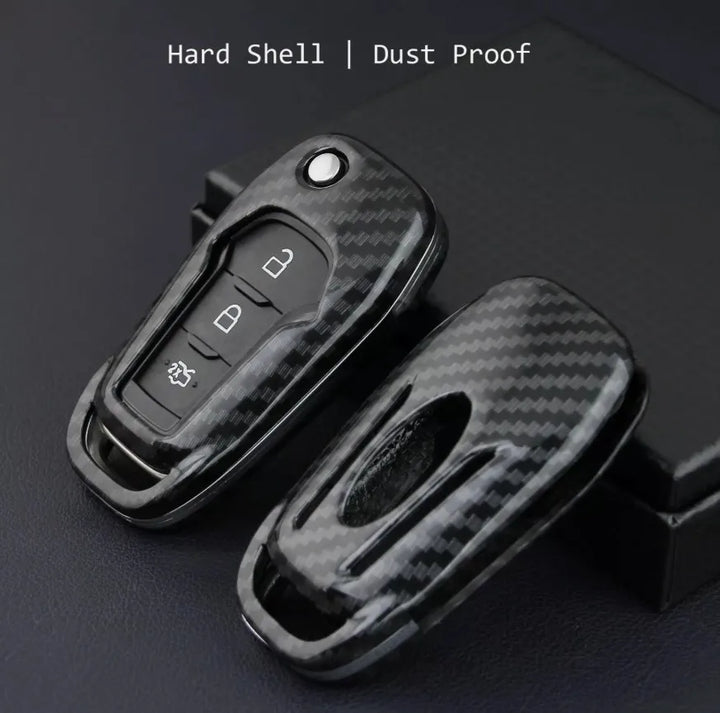 Car Key Case Carbon Fiber Flip Key Shell Cover Fob Case For Ford Everest Ecosport F150 XL/XLT/STX F250 F350 F450 Ranger XL XLT