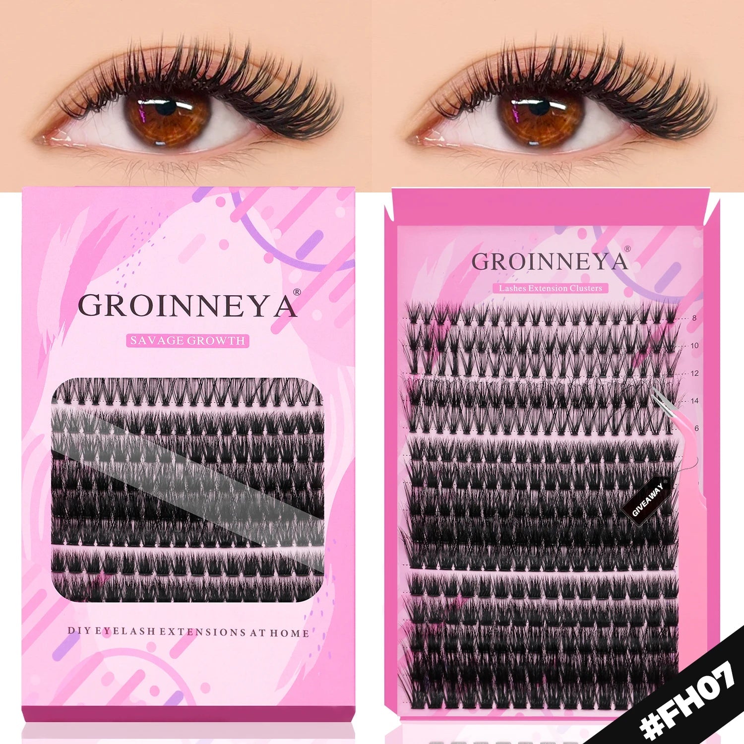 GROINNEYA DIY Lashes Extension Kit Individual Lashes Clusters Faux Mink Eyelash Extension Mix set with Lash Natural Look Makeup Halalzen