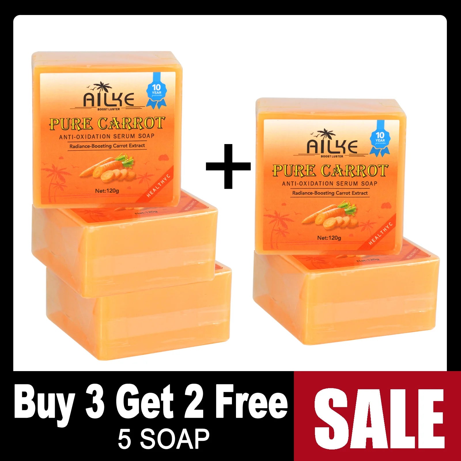 AILKE Pure Carrot Anti-Oxidation Serum Soap, Whitening, Clean Stains, Skin Brightening Soap Bar, With Vitamin C, For Body, Face Halalzen