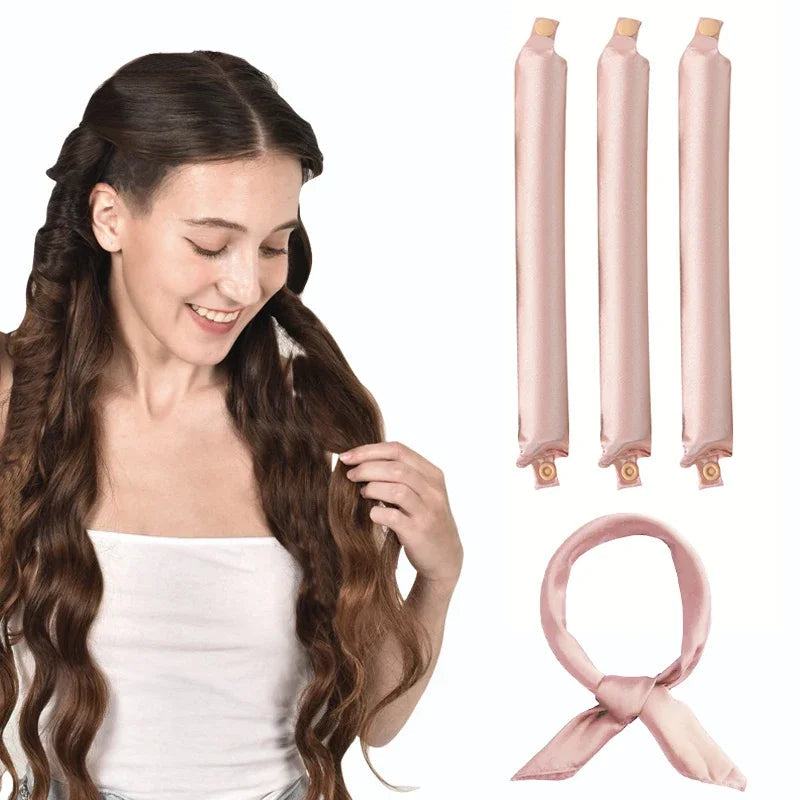 Heatless Hair Curler Curling Rod Headband No Heat Hair Rollers Satin Lazy Curls Soft Curlers Sleeping Flexi Rods Styling Tools Halalzen