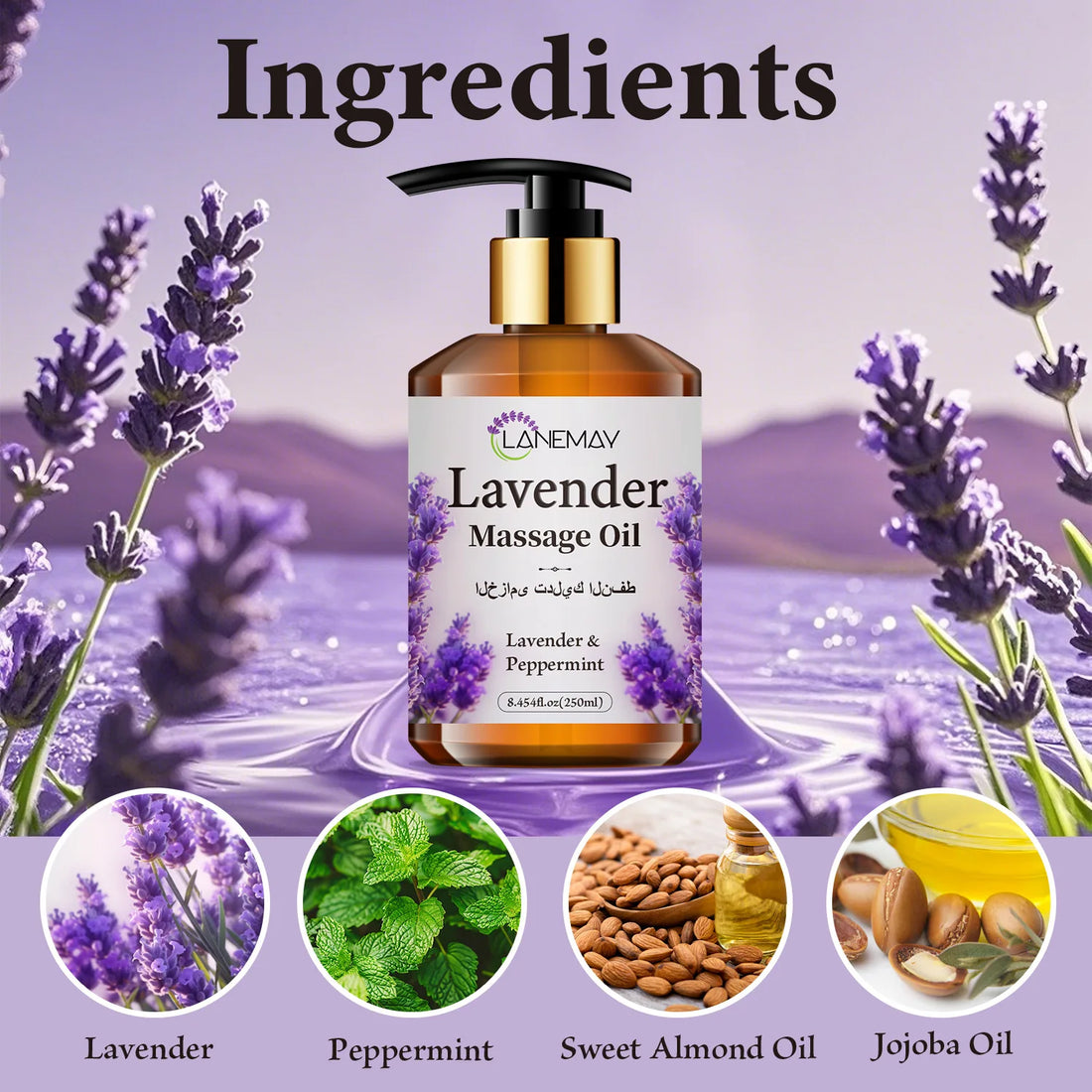 New Upgraded Premium Lavender & Peppermint Massage Oil, Paraben-Free, Moisturizing Body Care, Soothes & Softens Skin