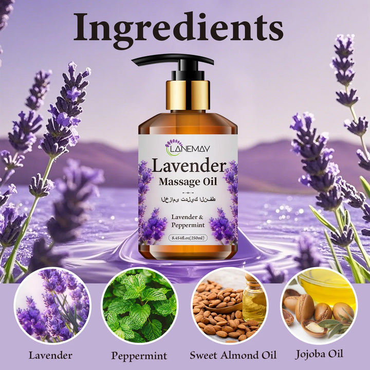 New Upgraded Premium Lavender & Peppermint Massage Oil, Paraben-Free, Moisturizing Body Care, Soothes & Softens Skin
