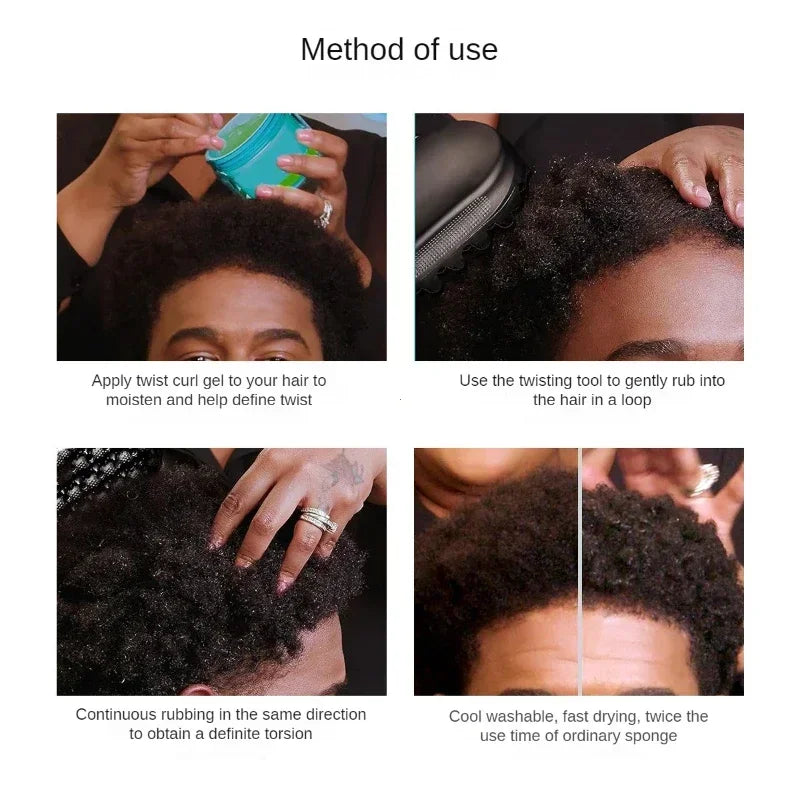 Curling Hair Sponge Barbers Styling Dreadlock for Black Curls Hairdressing Massage Cleaning Tools for Men Afro Curl Brush Halalzen