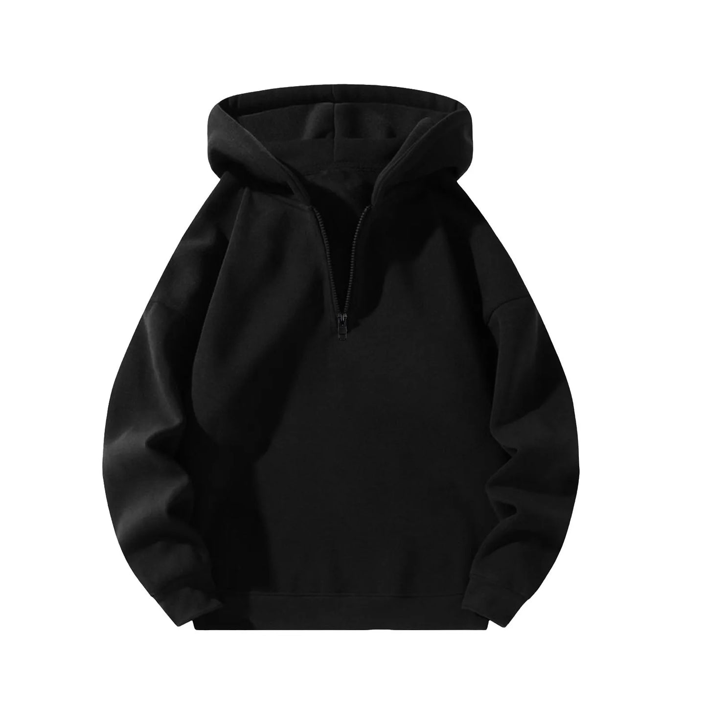 Men's Casual Hoodies Oversized Half Zip Sweatshirts Pullover Tops Solid Color Mens Clothing Streetwear Harajuku Male Hoodie