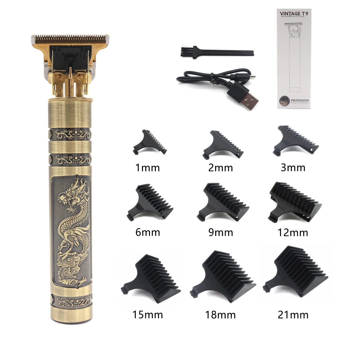 Professional T9 Hair Trimmer Machine Metal Body Beard Trimmer for Men Stainless Steel Blade Hair Clipper Beard Trimmer Halalzen