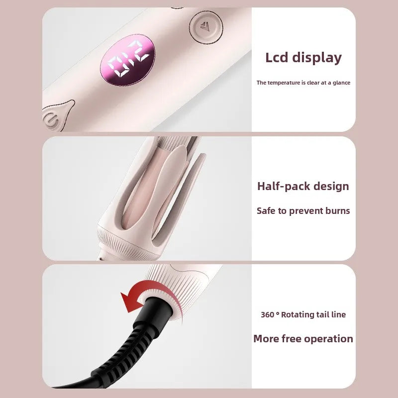 Advanced Hair Curling Iron New Hair Curler with LED Display Anti-Tangle & Auto-Off Protable Curling Wand for Home and Travel Use Halalzen
