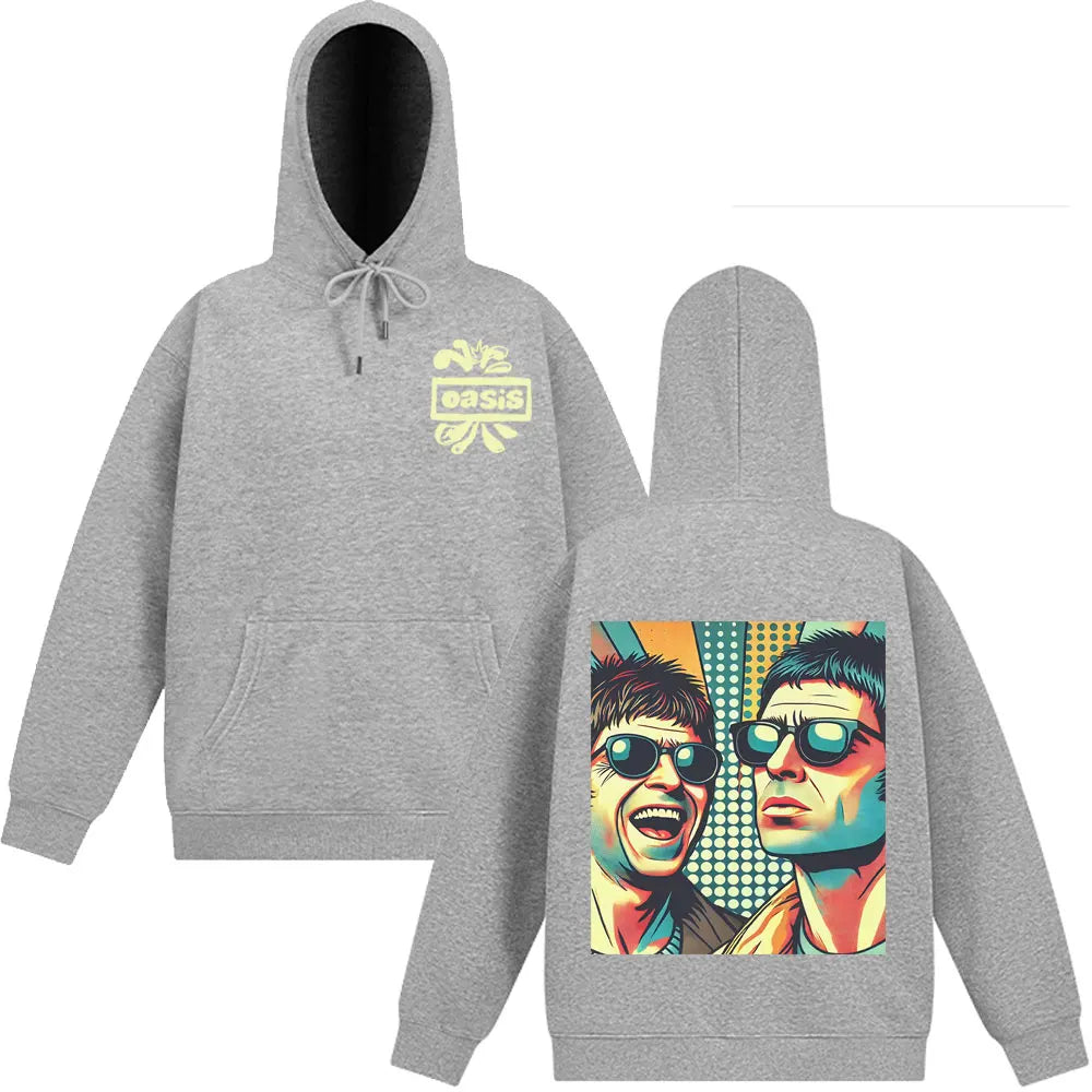 O-Oasis Rock Band Double-sided Fashion Hoodies 90s Music Graphic Rock Fan Gift Sweatshirts Long-sleeved Hip-hop Loose Pullover