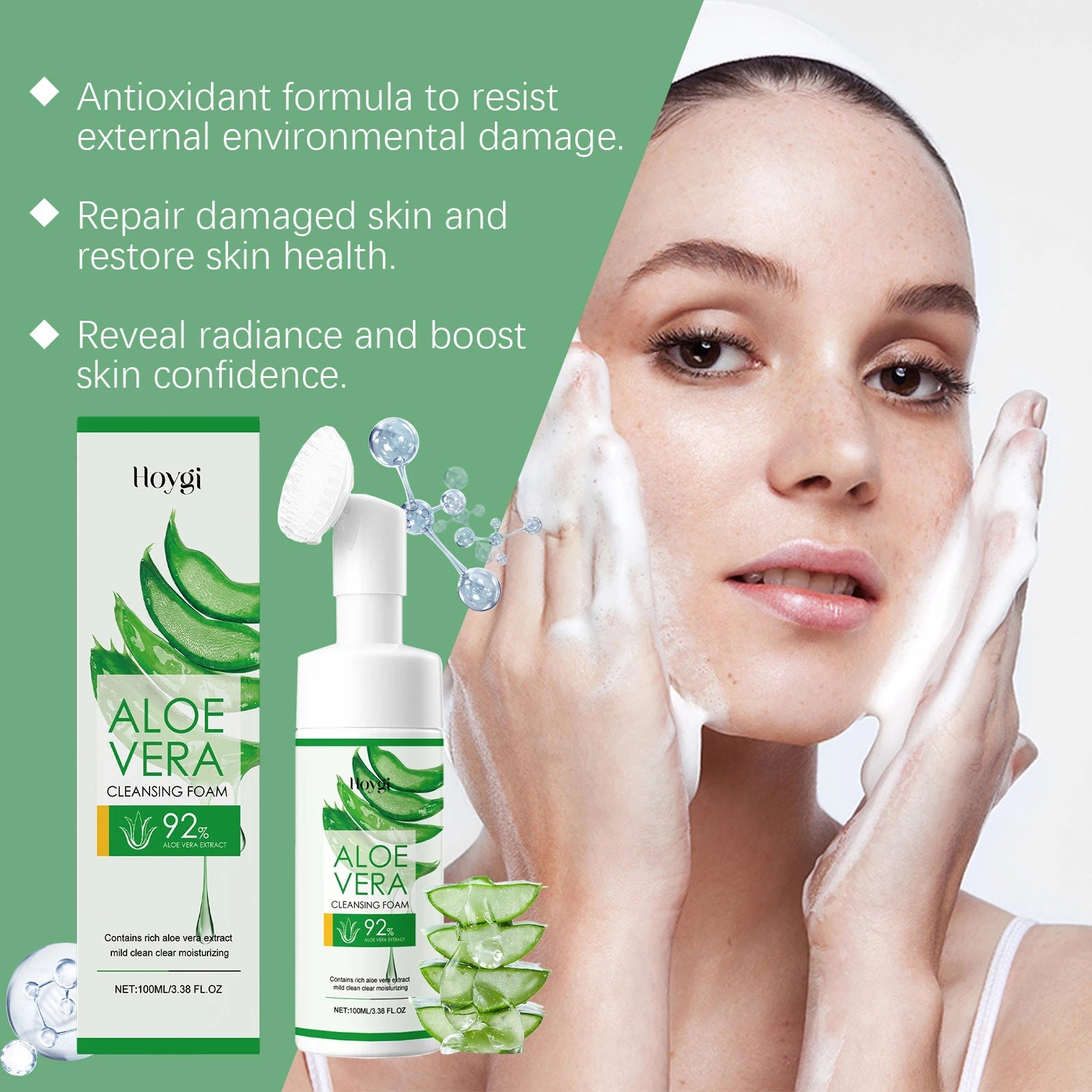 Aloe Cleansing Foam Gently Cleanses The Face Deeply Hydrates Pores Controls Oil Moisturizes And Is Comfortable Without Tightness Halalzen