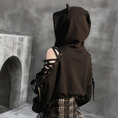 Autumn Sweatshirt For Women Cat Long Hooded Cute Blouse Sweatshirt Women'S Hoodie Pullover Ear Sleeve Women'S Sudaderas De Mujer