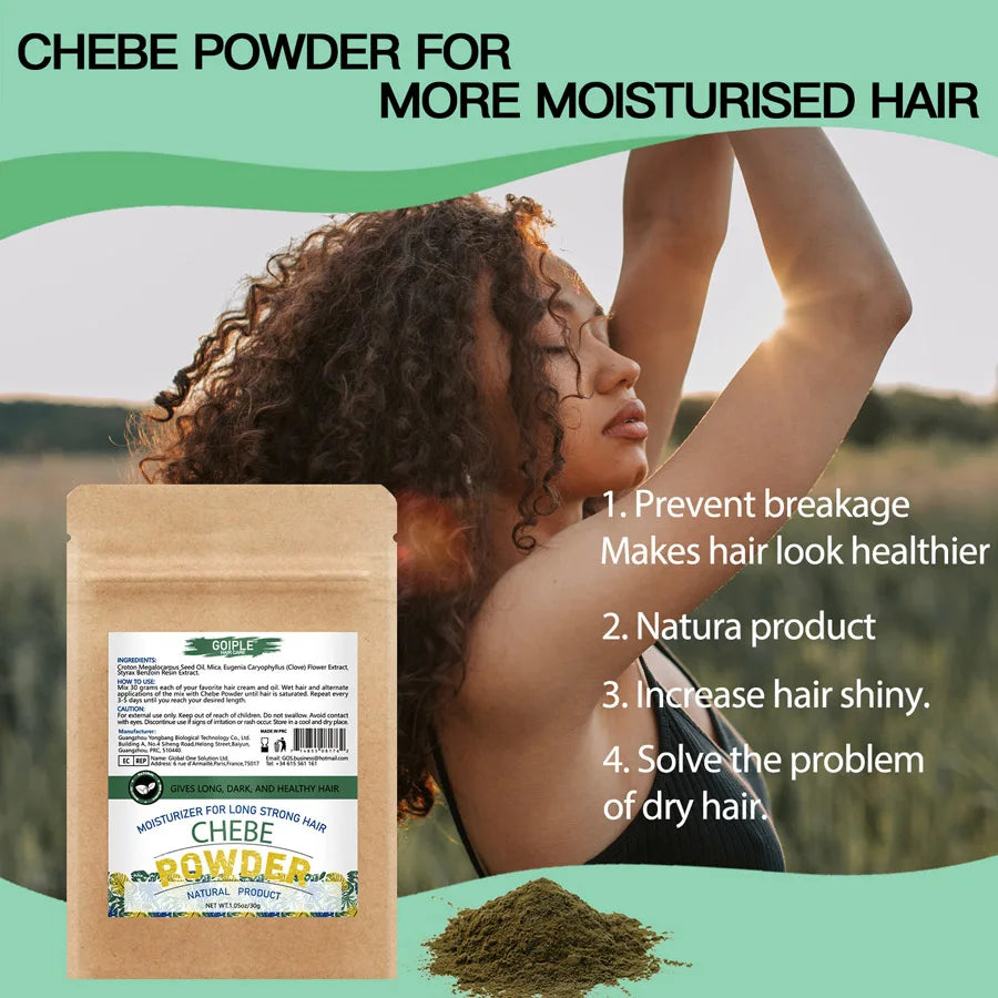 Natural Chebe Powder Moisturizing Strong Nourishing Scalp Anti Hair Loss Repair Hair Break Split End Hair-Care Product for Women