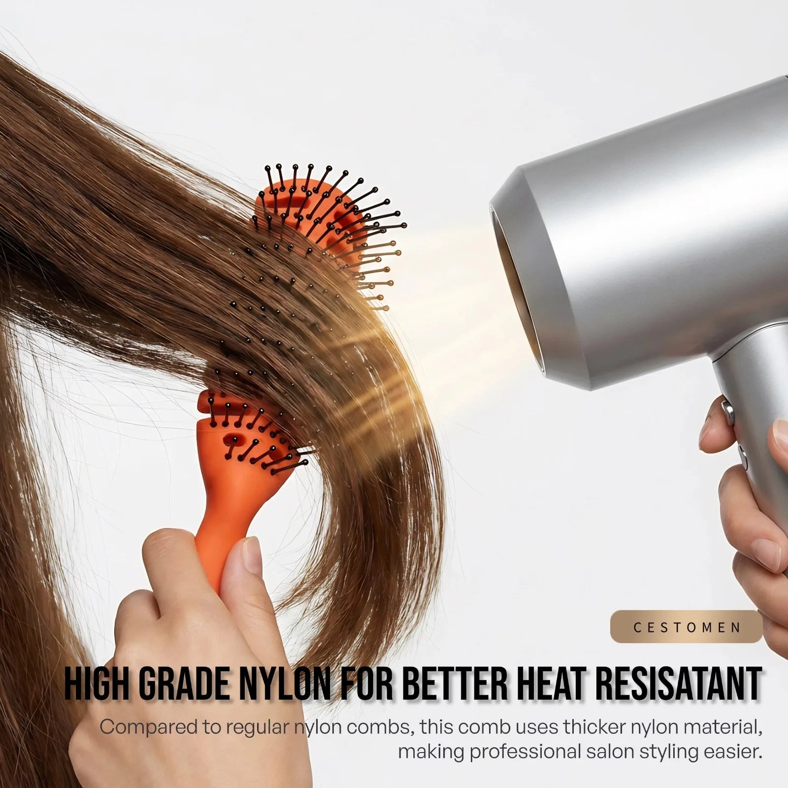2Pcs Professional Salon Hair Styling Brush Wooden Round Brush Set Vent Brush Detangling Volumizing Hair Brush Barber Home Use