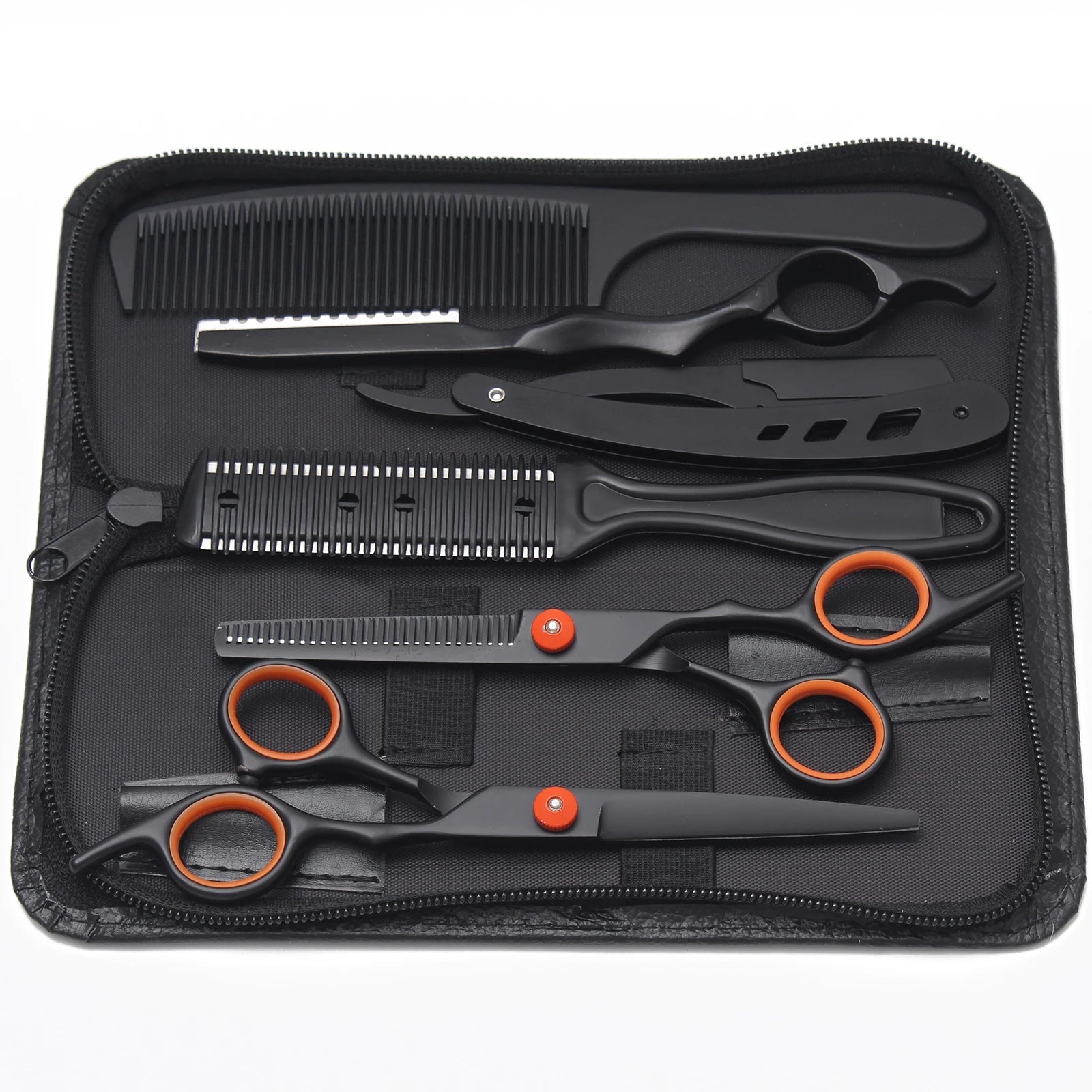 Hairdressing Scissors Blue Japan Stainless Hair Scissors Salon Cutting Scissors Barber Shop Thinning Shears Comb Razor C1001 Halalzen
