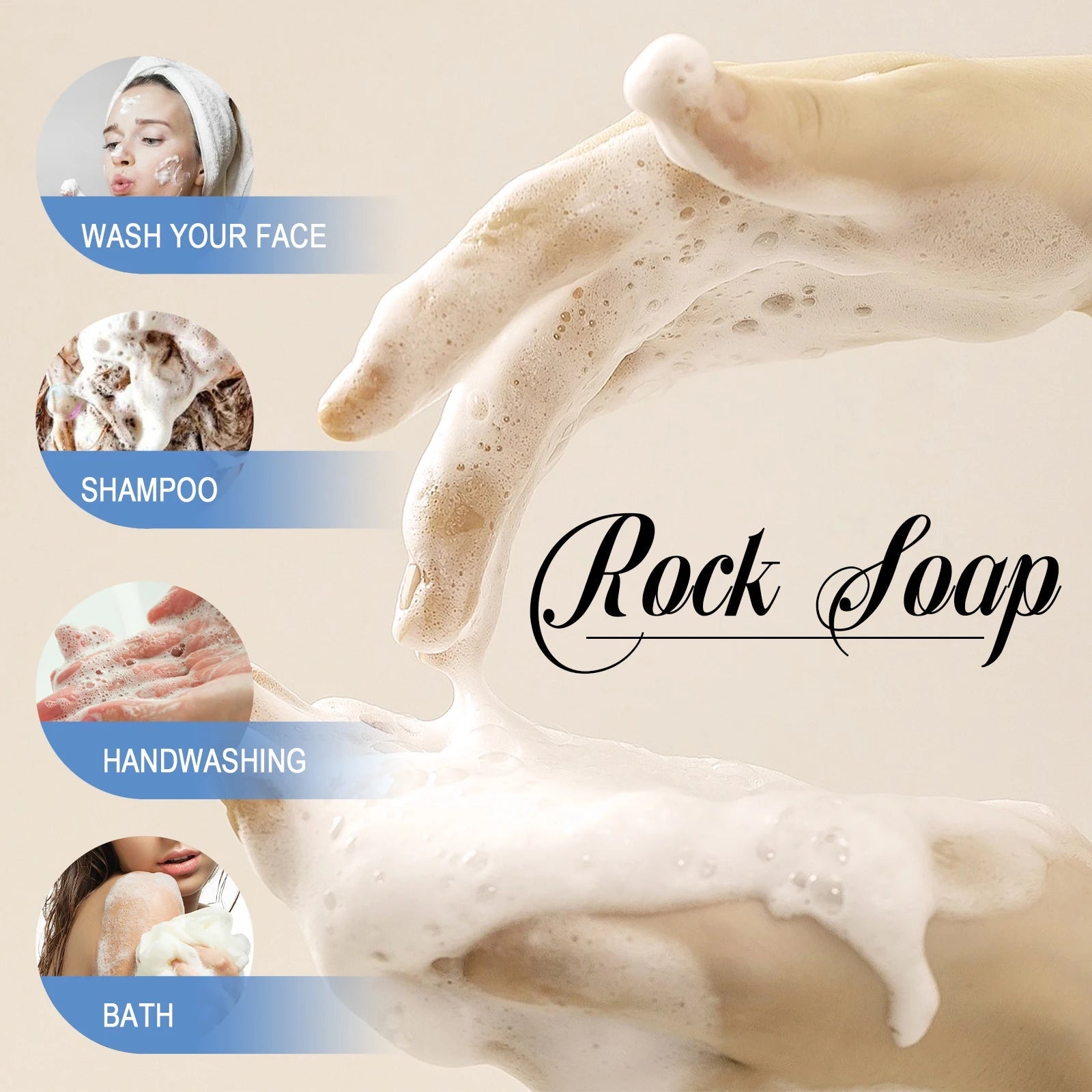 100g Rock Crystal Bath Soap Gentle Cleansing Moisturizing Body Bar For All Skin Types Multi-Purpose Hand Face Wash Gift Set Halalzen