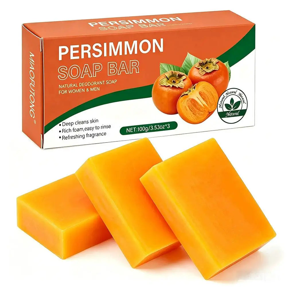 Persimmon Cleansing Soap Bar Exfoliating Brightening Deep Cleansing Deodorizing Soap Nourish Handmade Bath Soap For Skincare