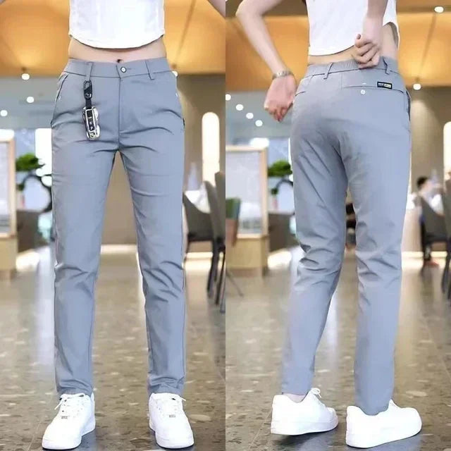 Ice Silk Men's Golf Men's Midweight Casual Pants Sports Pants Simple Design Khaki Black Slim Straight Leg Stretch Casual Trouse