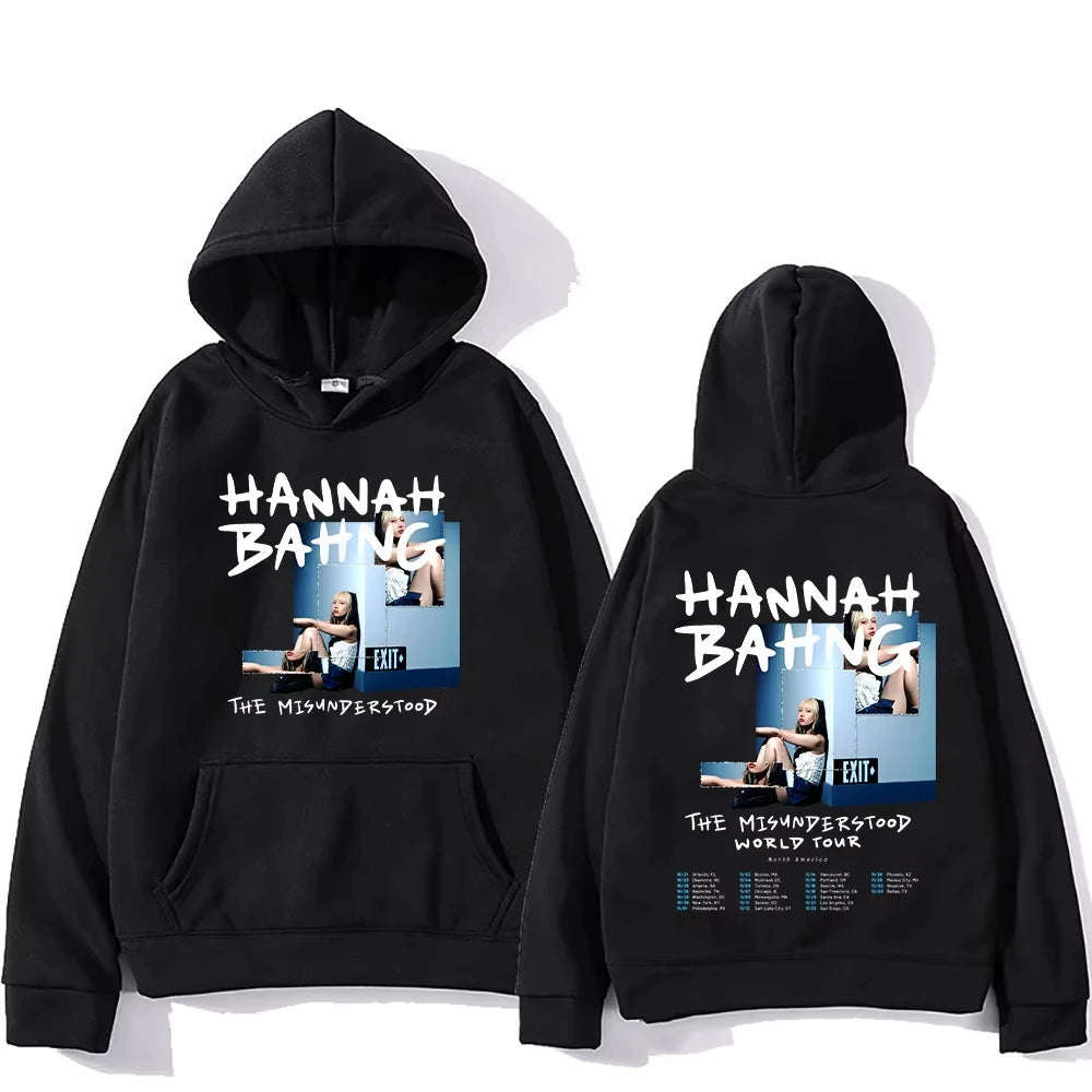 Hannah Bahng Hoodie Hannah Bahng The Misunderstood Tour 2025 Sweatshirts Fashion Y2K Clothing Unisex High Street Pullover Hoody