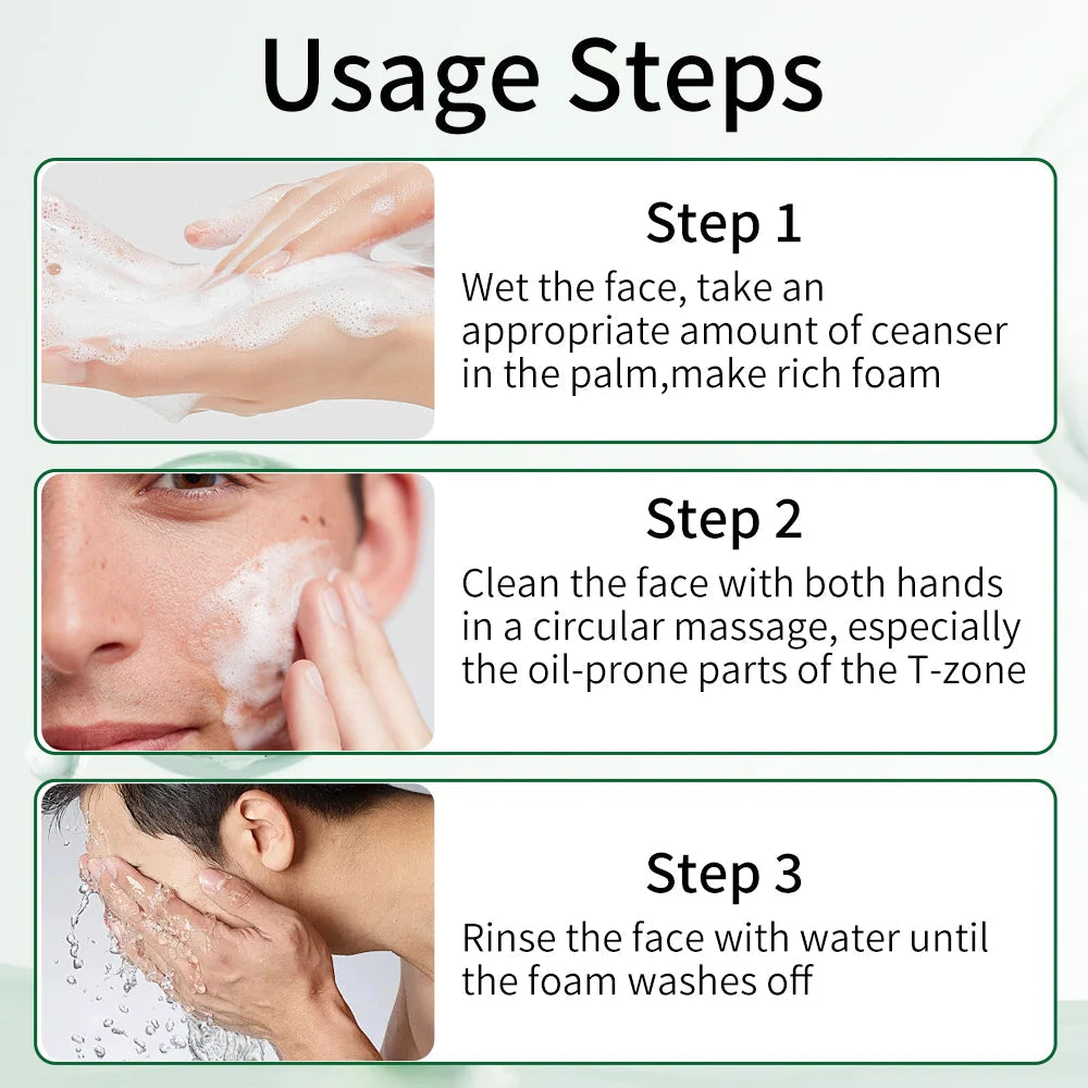 Men's facial cleanser, moisturizing, refreshing and clean skin, summer skin care products, oil control, blackhead removal Halalzen