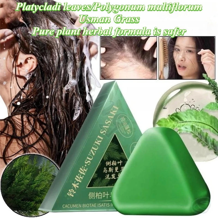 Platycladi Usman grass handmade shampoo soap Polygonum multiflorum anti-removal solid hair nourishing hair control oil 120g Halalzen