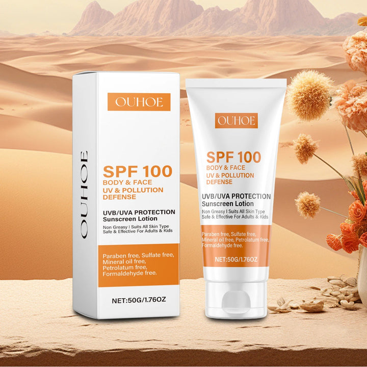 Face & Body Sunscreen Non-Greasy SPF 100+ Facial Sunblock UVA & UVB Protection Sunblocking Cream Anti Aging for Summer Beach Halalzen