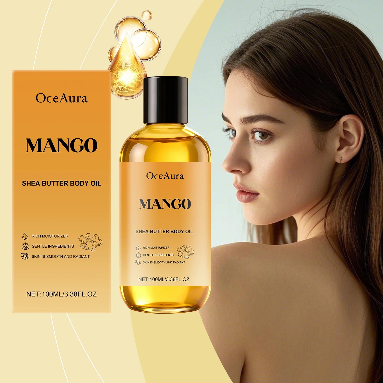Mango Shea Butter Relaxing Massage Oil Moisturizing Body Skin Smoothing Soft Stress Relief Muscle Sore Help Sleep Fragrance Oil