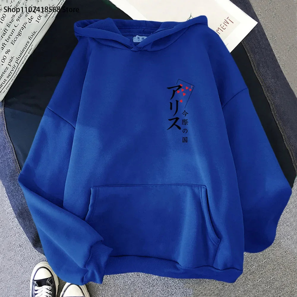 Arisu Seven of Heart Hoodie Anime Alice In Borderland Sweatshirt Spring/Autumn Winter Clothes Harajuku Pullover Men Graphic Tops