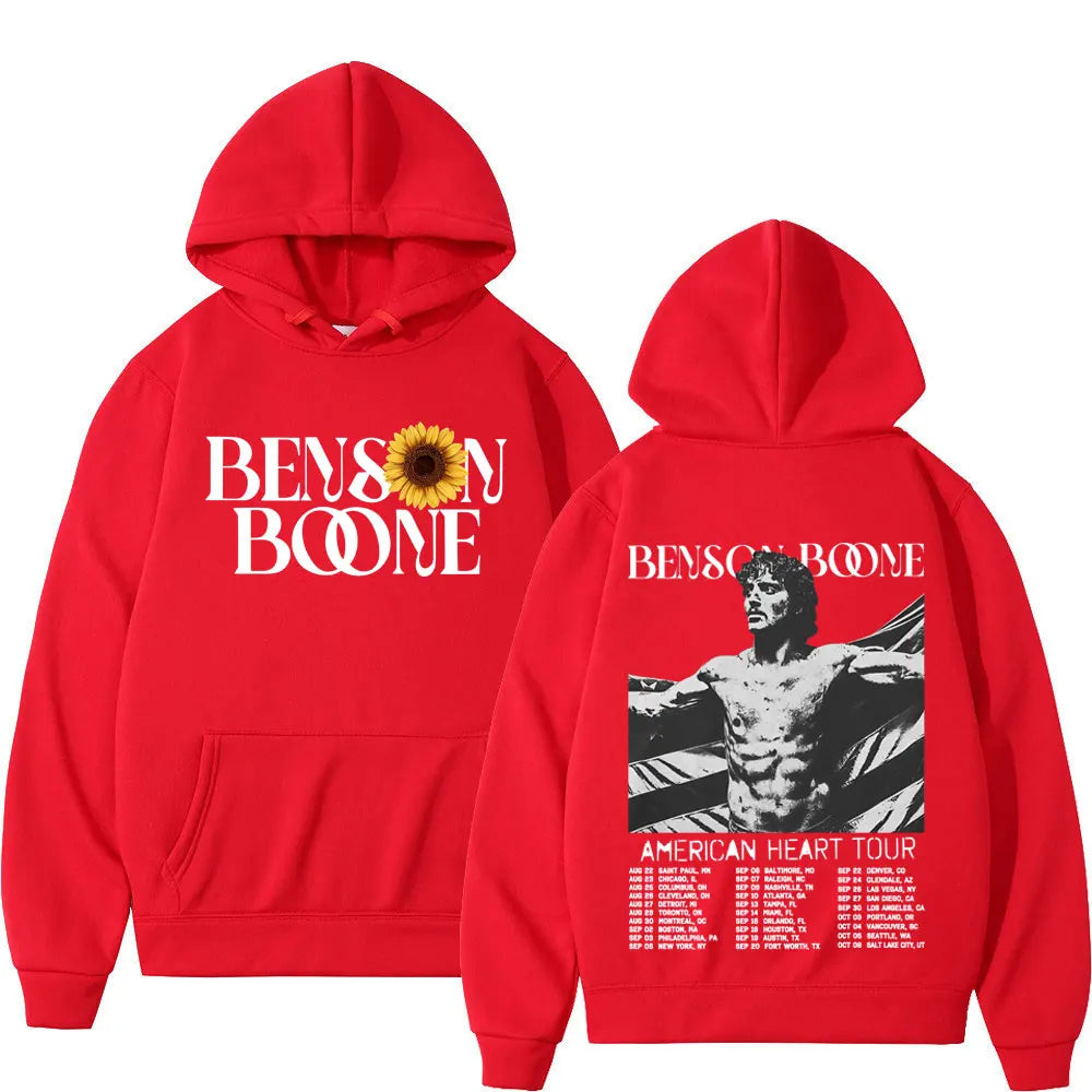 Benson Boone American Heart Tour 2025 Hoodies Men Women Fashion Hip Hop Hooded Sweatshirts Vintage Casual Oversized Pullovers