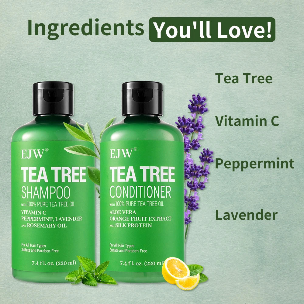 Tea Tree Oil Shampoo and Conditioner  Set| Refreshes Scalp, Soothes,Cleanses  Buildup, Clarifying for Oily Hair|Pure Tea Tree Halalzen