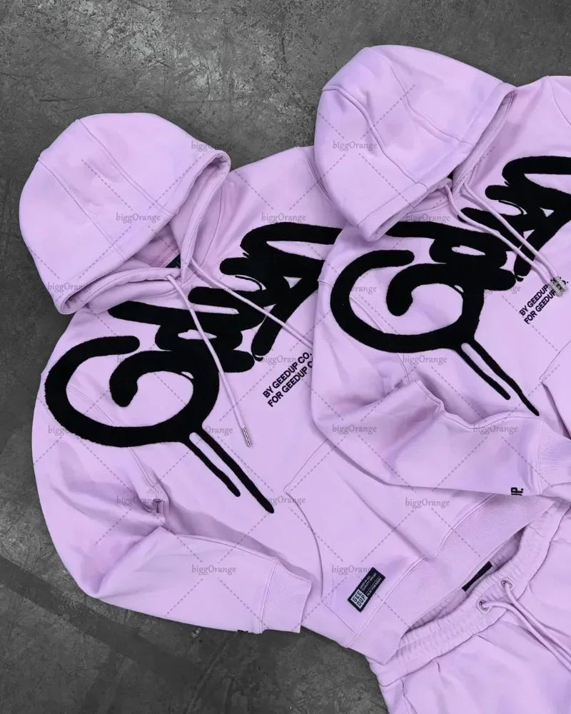 Korean Fashion New Letter Printed Hoodies Y2K Women's Casual Joker Hoodies Tie-dye Printed Couples Personalized Street Clothes