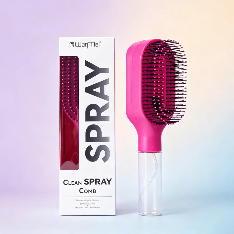 2 in 1 Built-in Spray Detangling Hair Brush Anti Static Reduce Frizz Even Mist Moisturizing Massage Comb Travel Styling Tool