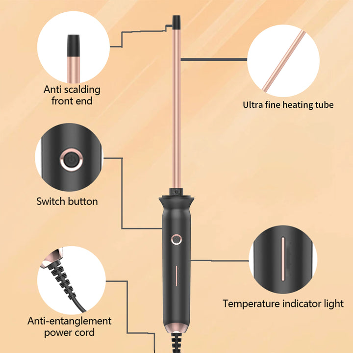 EU Standard 0.51-inch Negative Ion Hair Curling Iron PTC Fast Heating Unisex Wave Styling Tool