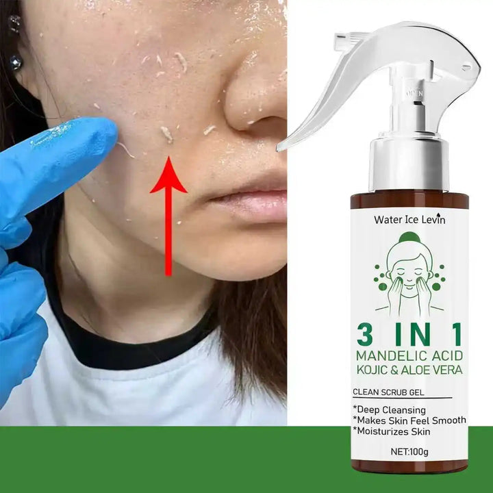 Water Ice Levin 3-in-1 Clean Scrub Gel with Mandelic Acid, Kojic,Aloe Vera, Replenishes Moisture, Deep Cleanses for Smooth Skin Halalzen