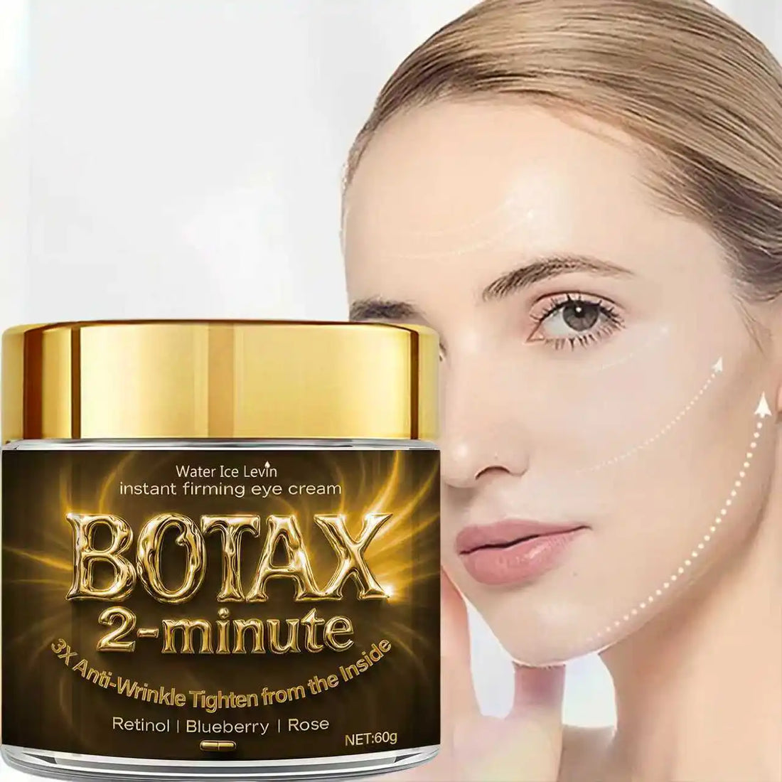 Water Ice Levin Instant Firming Eye Cream - 2-Minute Anti-Aging Treatment with Bee Venom & Retinol for Smooth Skin