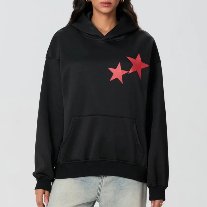 Gothic Graphic Oversized Sweatshirt Y2k Women Preppy Hoodies Long Sleeve Hooded Pullover Sweaters Aesthetic Pockets Streetwear