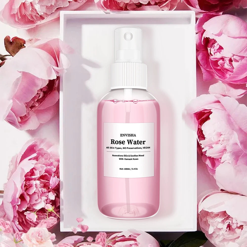 ENVISHA Rose Water For Face Facial Toner Organic Rose Petals Essence Moisturizing Serum Refresh Elastic Shrink Pores Skin Care Halalzen