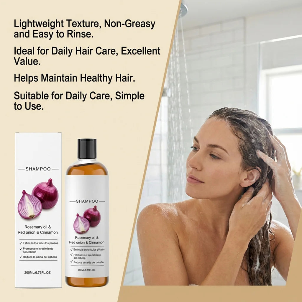 Anti-Frizz Density Shampoo Gentle Rosemary Red Onion Oil Balances Oil Without Over-Drying Smooth Shiny Fluffy Hair Care Shampoo Halalzen