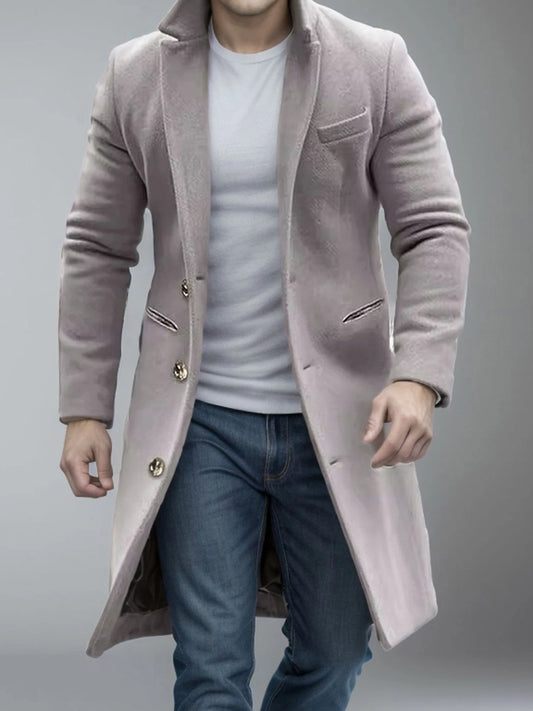 Men s Classic Wool Blend Pea Coat with Notched Lapel and Button Closure for Stylish Winter Outerwear and Streetwear Fashion