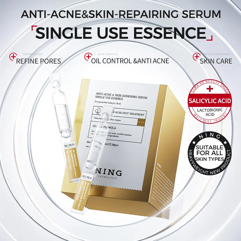 Face Ampoule Essence|Brightening,Anti-Wrinkle, Anti-Acne with Niacinamide, Salicylic Acid & Peptides for Even Tone & Skin Repair